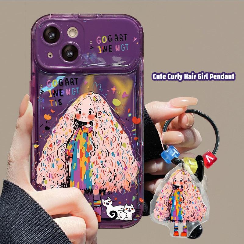 Cute Curly Hair Girl iPhone case - Dragon-mrj