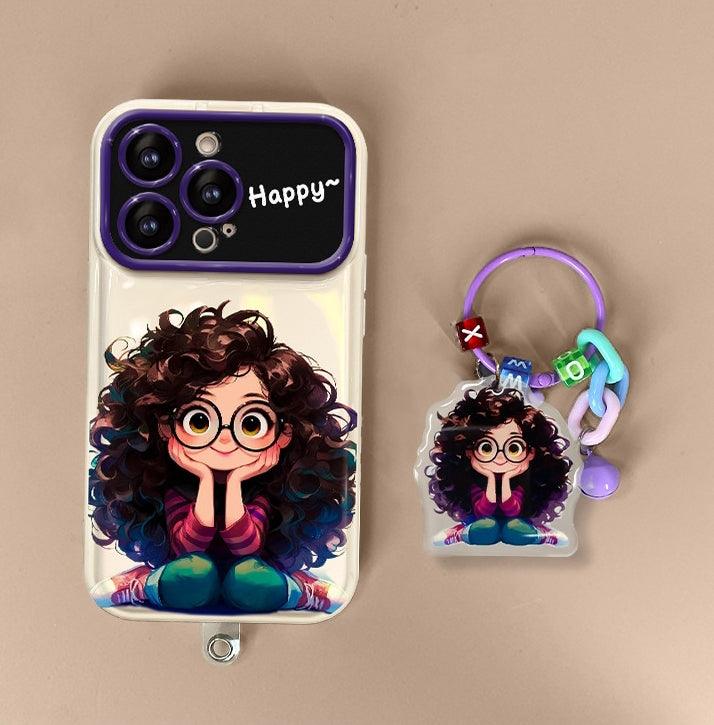 Cute Curly Hair Girl iPhone case - Dragon-mrj