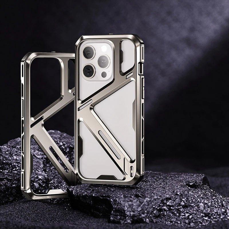 Titanium Alloy Mechanical Armor Hollow Phone Case For iPhone 15 Pro Max - Dragon - mrj