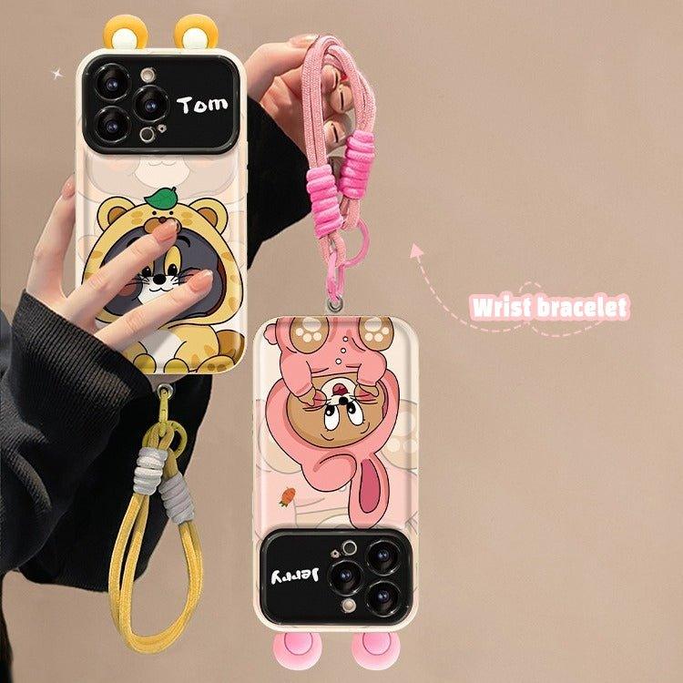 Tom And Jerry Case With flip Mirror and Wrist bracelet - Dragon - mrj